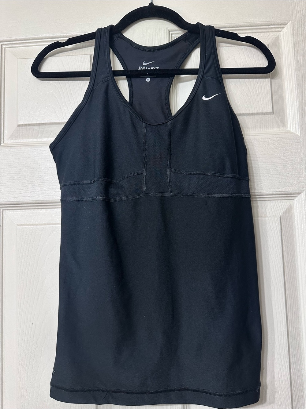 Nike Black Racerback Dri-FIT Tank with White Logo